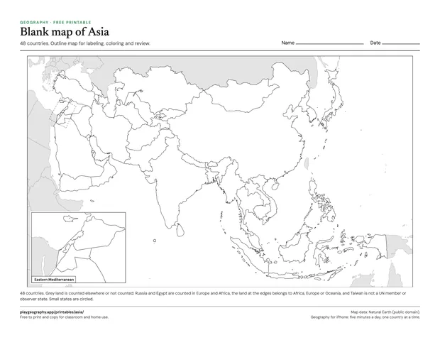 Preview of the Blank map of Asia sheet
