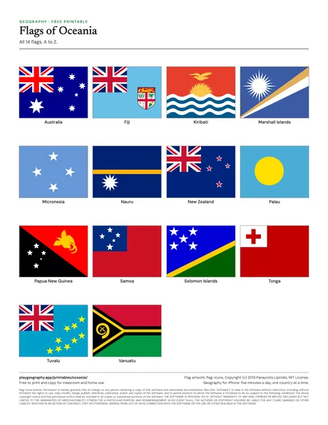 Preview of the Flags of Oceania sheet