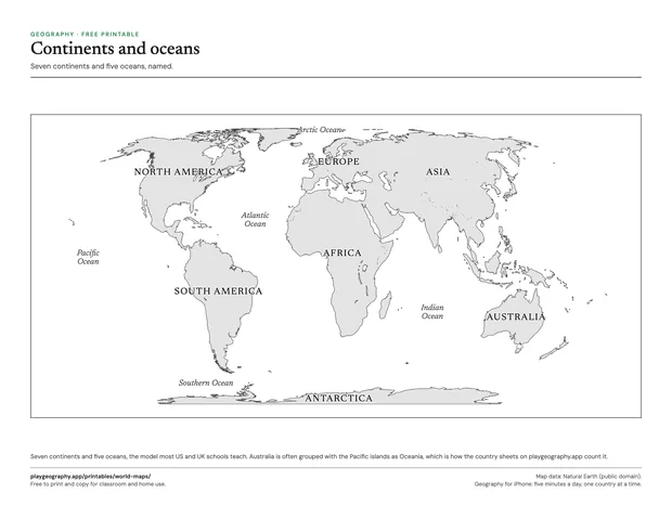 Preview of the Continents and oceans map sheet